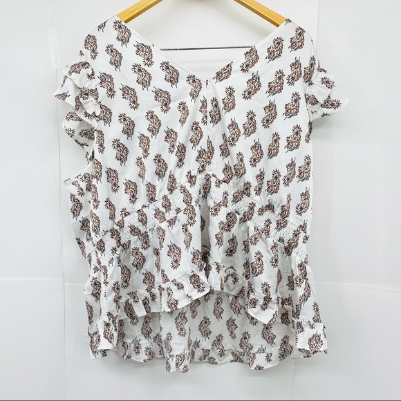 RYEGRASS White V-Neck Floral Blouse Top 2X - Picture 5 of 5